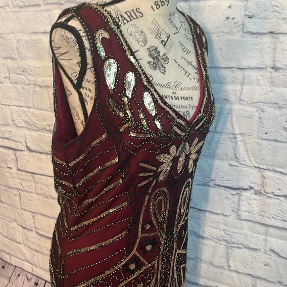 Babeyond Flapper Dress 1920s Style Fringed Beaded Embroidered Sequins V-neck NWT - Picture 5 of 10